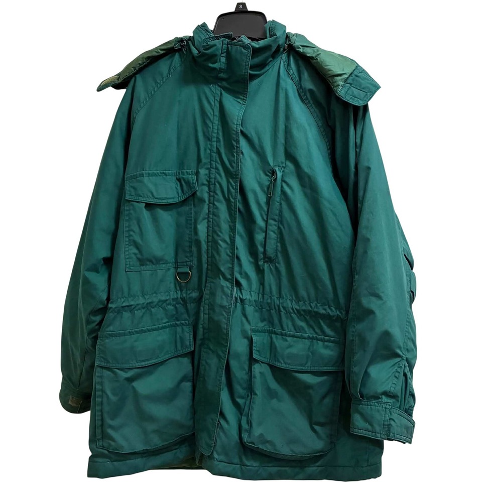 Eddie Bauer Goose Down Parka Jacket Mens Large Green Vintage Hooded Winter Coat